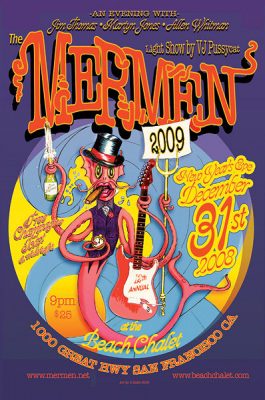 20081231 THE MERMEN, New Year's Eve, Beach Chalet, SF, CA /Poster by Denise Halbe