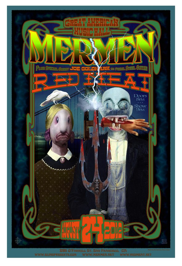 20120824 THE MERMEN Great American Music Hall, SF, CA /Poster by Denise Halbe