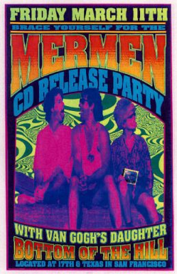 19940311 THE MERMEN, Bottom of the Hill, SF, CA / Poster by Ron Donovan