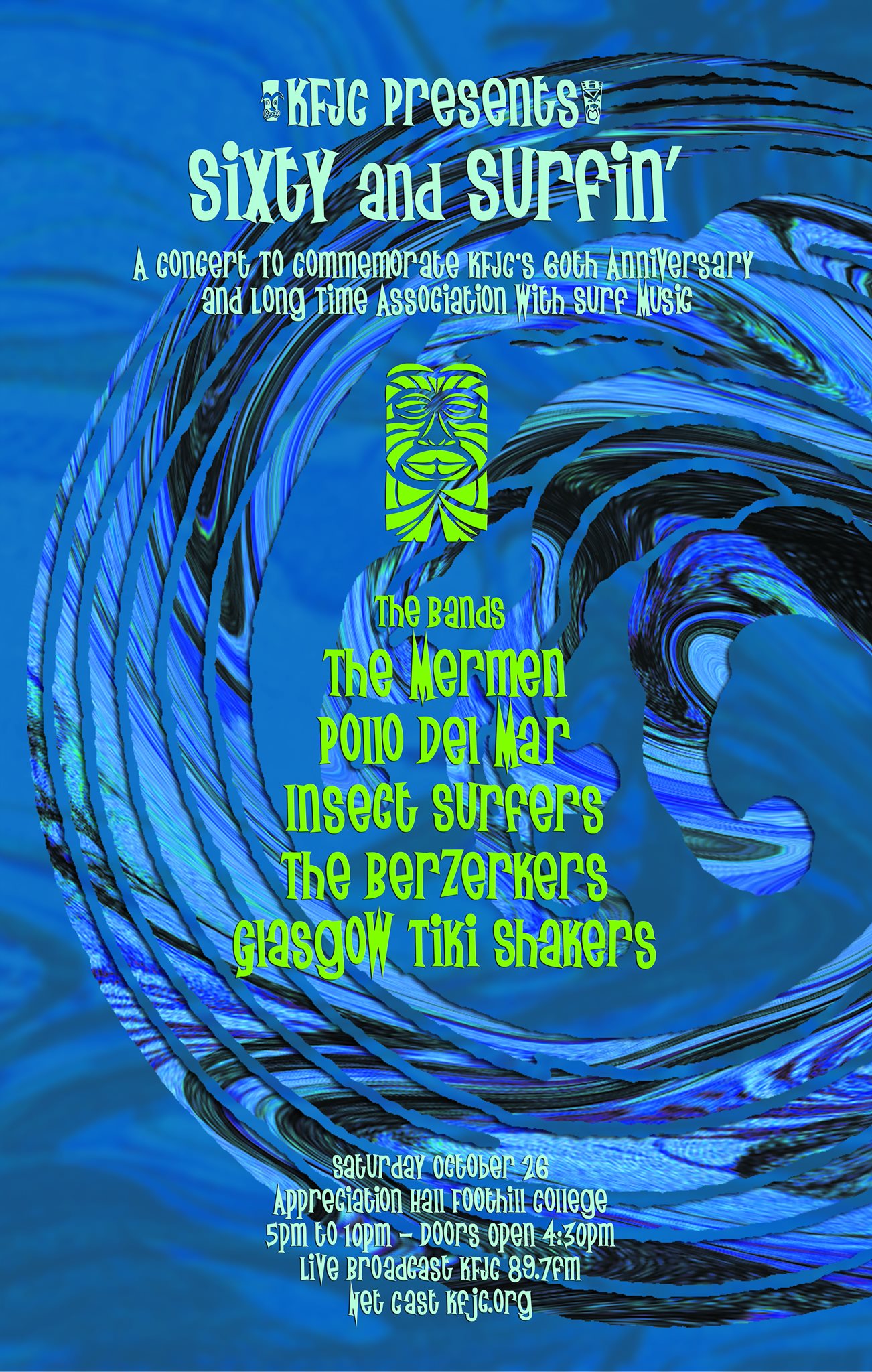 60 and Surfin' - KFJC Anniversary Surf Show Poster