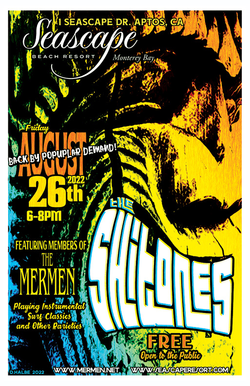 The Shitones at Seaside Aug 26 2022, poster by Denise Halbe